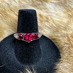 Three Stone Lab Created Ruby .925 SS Size 7